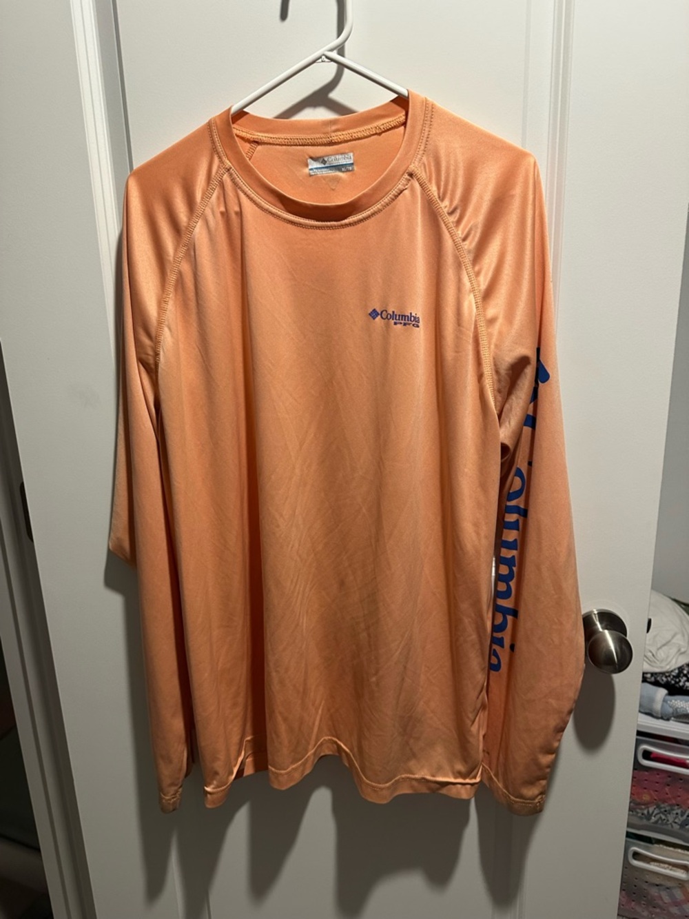 Columbia Peach Long Sleeve Performance Tee with Blue Logo